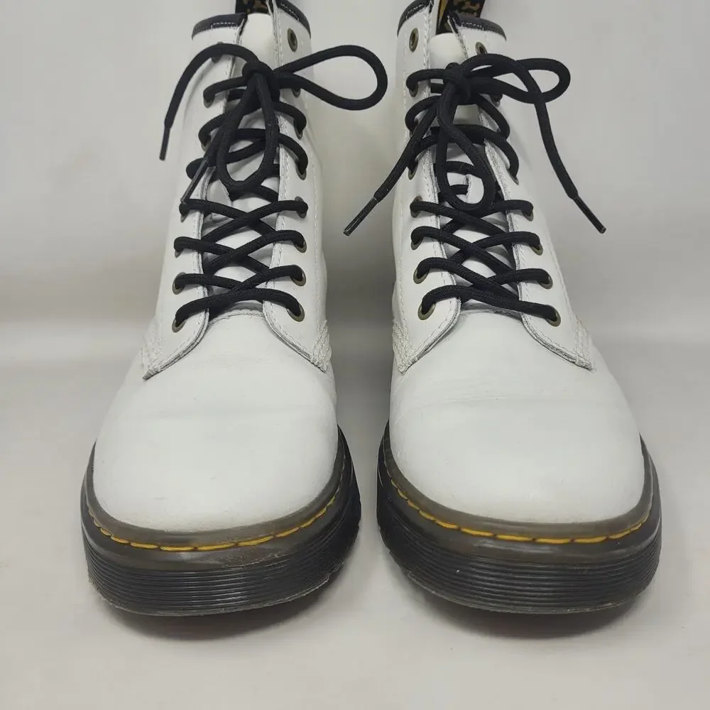 Dr Martens‎ Zavala Boots Mens 9 White Leather Combat Ankle Lace Up Punk Goth